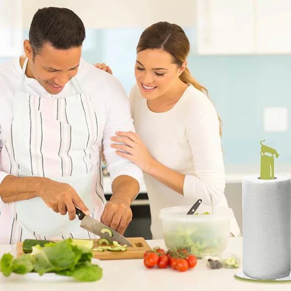 Grøn køkkenrulleholder hund og kat