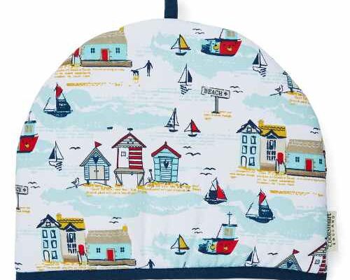 Tehætte med maritimt motiv både